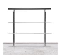 Lospitch - Corrimano in acciaio inox, ringhiera per balcone, parapetto e scale con/senza traverse (120 cm, 2 barre trasversali)