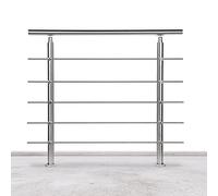 Lospitch - Corrimano in acciaio inox, ringhiera per balcone, parapetto e scale con/senza traverse (150 cm, 5 barre trasversali)