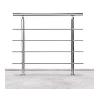 Lospitch - Corrimano in acciaio inox, ringhiera per balcone, parapetto e scale con/senza traverse (160 cm, 4 barre trasversali)