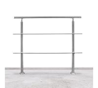 Lospitch Corrimano in acciaio inox, ringhiera per scale interne ed esterne, ringhiere per balconi parapetti, scale regolabili, Ø 42 mm (180 cm, 2 barre trasversali)