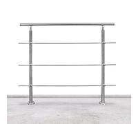 Lospitch Corrimano in acciaio inox, ringhiera per scale interne ed esterne, ringhiere per balconi parapetti, scale regolabili ad angolo, Ø 42 mm (180 cm, 3 barre trasversali)