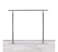 Lospitch Corrimano in acciaio inox, ringhiera per scale interne ed esterne, ringhiere per balconi parapetti, scale regolabili, Ø 42 mm (180 cm, 0 barre trasversali)