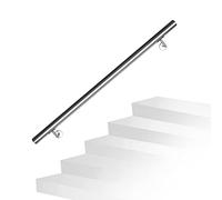 Lospitch - Corrimano, ringhiera per scale, in acciaio inox, a parete, per interni ed esterni, con staffa a parete e cappucci di chiusura per estremità, 160 cm