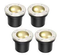 Lospitch Faretti da incasso a terra a LED, set di 4 faretti da terra rotondi passabili, luce da terra bianca calda impermeabile IP67 per illuminazione da giardino e illuminazione di passerelle