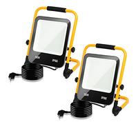 Lospitch Faretto LED da costruzione 150W 13000LM, 2x Faro da lavoro LED 6000K bianco freddo, Proiettore da costruzione a LED con spina, Proiettore da cantiere, IP66, Officina Garage
