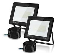 Lospitch Faretto LED da Esterno 100W 2 Pezzi, Faretti LED Impermeabile IP66, Super Luminosa 8500LM Bianco Freddo, 6000K Faro LED Esterno, per Cortile Garage Piazza (Nessuna Spina)
