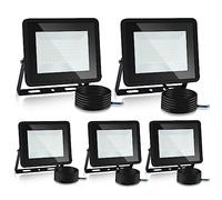 Lospitch Faretto LED da Esterno 100W 5 Pezzi, Faretti LED Impermeabile IP66, Super Luminosa 8500LM Bianco Caldo 3000K Faro LED Esterno, per Cortile Garage Piazza (Nessuna Spina)