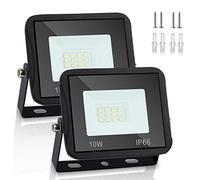 Lospitch Faretto LED da Esterno 10W 2 Pezzi, Faretti LED Impermeabile IP66, Super Luminosa 900LM Bianco Caldo 3000K Faro LED Esterno, per Cortile Garage Piazza (Nessuna Spina)