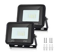 Lospitch Faretto LED da Esterno 10W 2 Pezzi, Faretti LED Impermeabile IP66, Super Luminosa 900LM Bianco Freddo, 6000K Faro LED Esterno, per Cortile Garage Piazza (Nessuna Spina)