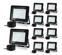 Lospitch Faretto LED da Esterno 50W 10 Pezzi, Faretti LED Impermeabile IP66, Super Luminosa 4250LM Bianco Caldo 3000K Faro LED Esterno, per Cortile Garage Piazza (Nessuna Spina)