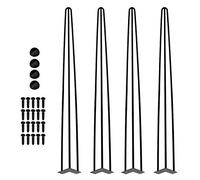Lospitch Gambe da Tavolo a Forcina, Set di 4 Piedini per Mobili in Metallo, Piedi per Mobili con 3 aste, per Tavolini da Bar, Tavolini, Scrivania, Include Viti e Piedini Protezione Gratuiti, 72cm