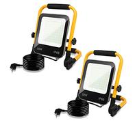 Lospitch LED Faretto da costruzione 50W 2x, Proiettore da lavoro a LED 5100LM, IP66 impermeabile, faro da lavoro portatile 6000K bianco freddo, lampada da costruzione, per officina garage