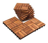 Lospitch Piastrelle in legno di acacia, 12 doghe da 1 m², 30 x 30 cm, adatte come piastrelle per terrazze e balconi (11 pezzi)