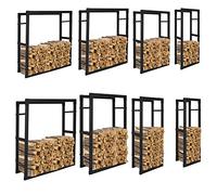Lospitch Scaffale per legna da ardere, in acciaio, disponibili in 8 misure a scelta, robusto, in metallo nero, trattamento antiruggine, dimensioni: (P x L x A) 25 x 100 x 100 cm