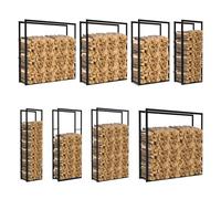 Lospitch Scaffale per legna da ardere, in acciaio, disponibili in 8 misure a scelta, robusto, in metallo opaco trattamento antiruggine, per i tronchetti di legna da ardere, colore nero