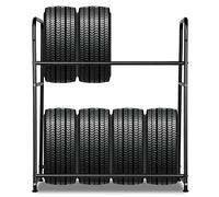 Lospitch Scaffale per pneumatici, 8 pneumatici, 107 x 46 x 117 cm, verniciato a polvere, scaffale da officina in metallo per garage, cantine, magazzino con custodia protettiva