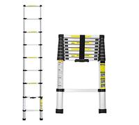 Lospitch Scala telescopica pieghevole in alluminio, 2,6 m, con meccanismo di bloccaggio a molla, portata 150 kg, per lavori di casa, tetto, giardino