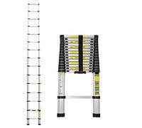 Lospitch Scala telescopica pieghevole in alluminio, 4,4 m, multiuso, con meccanismo di bloccaggio caricato a molla, portata 150 kg, per lavori di casa, tetto, giardino