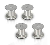 Lospitch Set di 4 piedini per mobili in alluminio, altezza 60 mm, portata fino a 250 kg, piedini cilindrici, per i mobili della cucina, del tavolo, del divano, regolabili in altezza fino a 15 mm