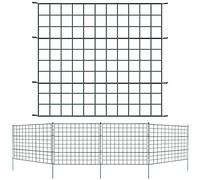Lospitch Set di recinzione per laghetto recinzione da giardino laghetto con elementi di recinzione e aste di fissaggio recinzione in metallo verde recinto da giardino recinto per animali (5 x dritto)