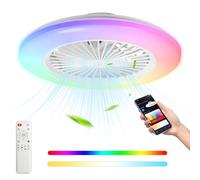 Lospitch Ventilatore da soffitto con illuminazione φ49 cm RGB LED fan luce con telecomando, timer, 6 velocità di regolazione continua ventilatore da soffitto con luce, 2 pezzi