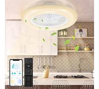 Lospitch Ventilatore da Soffitto con Illuminazione, 80W Ventilatore da soffitto a LED Dimmerabile con Telecomando App, 3 Light Color Change e 6 Velocità Della, Modalità Estiva e Invernale,φ55cm