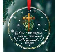 Loss of Loved Ornamento per albero di Natale, decorazione personalizzata in cristallo di vetro simpatia, regali di Natale, nome/anni personalizzati ornamento di Natale, Dio ti ha tra le braccia