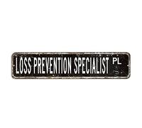 Loss Prevention Specialist Cartello stradale per la prevenzione delle perdite, regalo specialistico, 10,2 x 45,7 cm, personalizzabile, facile da montare, in alluminio, targa in metallo anticato, per