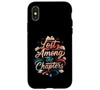 Lost Among The Chapters Book Lover Reading Design Custodia per iPhone X/XS