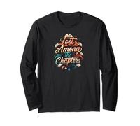 Lost Among The Chapters Book Lover Reading Design Maglia a Manica