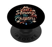 Lost Among The Chapters Book Lover Reading Design PopSockets PopGrip Adesivo