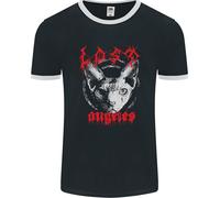 Lost Angels Demonic Evil Cat Heavy Metal Uomo Ringer T-Shirt FotL