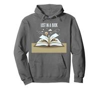 Lost in a Book: Magica Opera d'Arte di Lettura e Avventura Felpa con Cappuccio, Unisex per Adulti, Asfalto, L