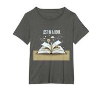 Lost in a Book: Magica Opera d'Arte di Lettura e Avventura Maglietta, Donna Plus-Size, Asfalto, 1X