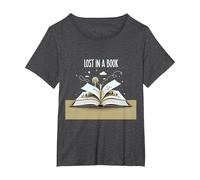 Lost in a Book: Magica Opera d'Arte di Lettura e Avventura Maglietta, Donna Plus-Size, Grigio Scuro, 1X