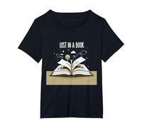 Lost in a Book: Magica Opera d'Arte di Lettura e Avventura Maglietta, Donna Plus-Size, Nero, 1X