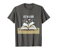 Lost in a Book: Magica Opera d'Arte di Lettura e Avventura Maglietta, Uomo, Asfalto, L