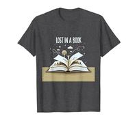 Lost in a Book: Magica Opera d'Arte di Lettura e Avventura Maglietta, Uomo, Grigio Scuro, L