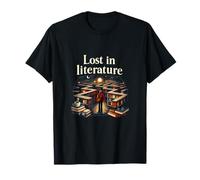 Lost in Literature Library Labirinto Book Lover Design Maglietta