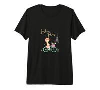 Lost in Paris Ragazza Carina in Bicicletta a Parigi Torre Maglietta Premium