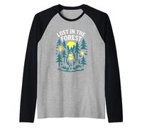 Lost in The Forest Woods Animali Escursionismo Gufo Maglia con Maniche Raglan