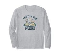 Lost in The Pages Lettura Book Lover Design Maglia a Manica