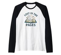 Lost in The Pages Lettura Book Lover Design Maglia con Maniche Raglan