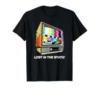 Lost in The Static Retro TV Glitch Art Maglietta