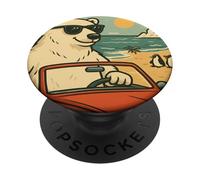 Lost My Cool, divertente orso polare a riscaldamento globale, spiaggia retrò PopSockets PopGrip Adesivo