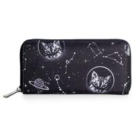 Lost Queen Space Cat Portafoglio Cerniera Lampo Black Clutch Celestial