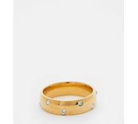 Lost Souls - Anello a fascia con strass a puntini placcato oro 18 carati in acciaio inossidabile M-L