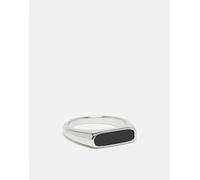 Lost Souls - Anello a sigillo in acciaio inox con dettaglio nero in resina-Argento M-L