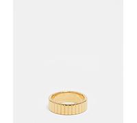 Lost Souls - Anello da 6 mm in acciaio inossidabile placcato oro 18 kt con design rigato S-M