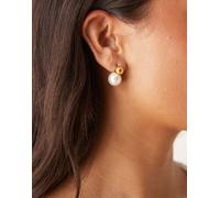 Lost Souls - Orecchini a bottone in acciaio inossidabile placcato oro 18 k con perle pendenti No Size